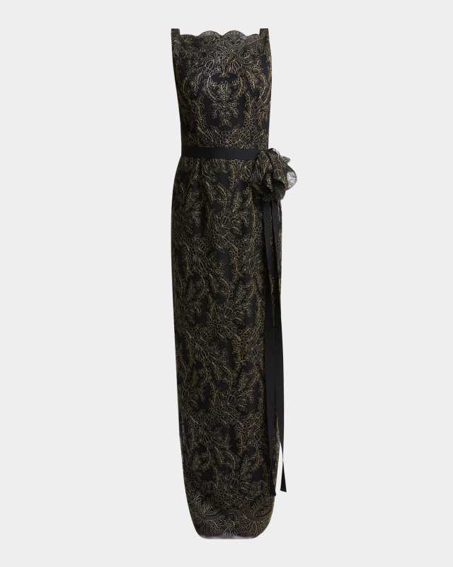 Sleeveless Pencil Embroidered Gown